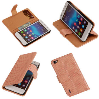 Bestcases "Slang" Pink Honor 6 Bookcase Cover Hoesje 