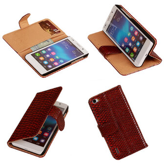 Bestcases &quot;Slang&quot; Rood Honor 6 Bookcase Cover Hoesje 
