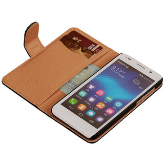 BC Slang Zwart Bookcase Cover Hoesje Honor 6 Hoesje