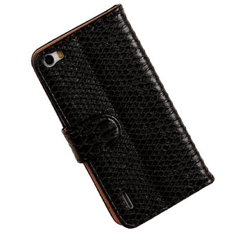 BC Slang Zwart Bookcase Cover Hoesje Honor 6 Hoesje
