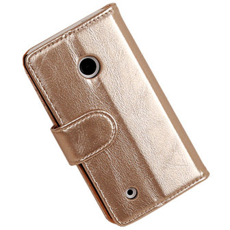 PU Leder Goud Hoesje voor Nokia Lumia 530 Book/Wallet Case/Cover