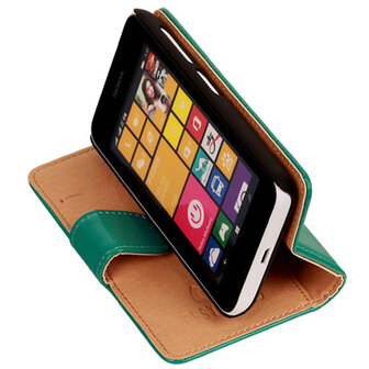 PU Leder Groen Hoesje voor Nokia Lumia 530 Book/Wallet Case/Cover