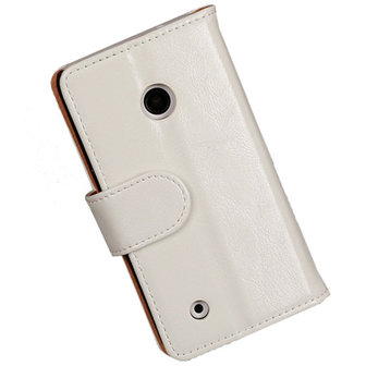 PU Leder Wit Hoesje voor Nokia Lumia 530 Book/Wallet Case/Cover