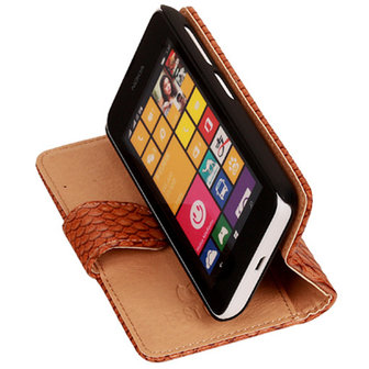 BC Slang Bruin Hoesje voor Nokia Lumia 530 Bookcase Wallet Cover