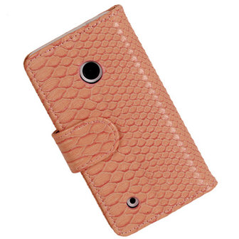 BC Slang Pink Hoesje voor Nokia Lumia 530 Bookcase Wallet Cover