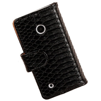 BC Slang&quot;Zwart Hoesje voor Nokia Lumia 530 Bookcase Wallet Cover