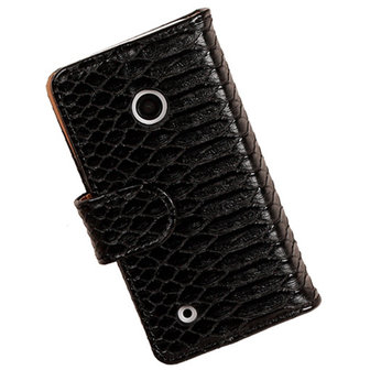 BC Slang"Zwart Hoesje voor Nokia Lumia 530 Bookcase Wallet Cover