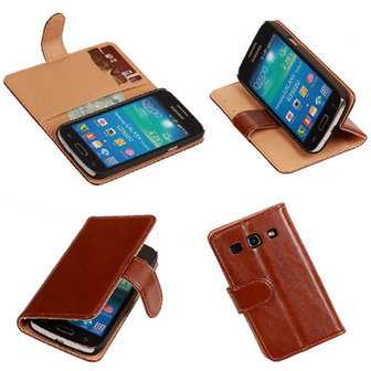 PU Leder Bruin Samsung Galaxy Core Plus Book/Wallet Case/Cover Hoesje