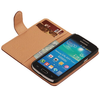 PU Leder Bruin Hoesje voor Samsung Galaxy Core Plus Book/Wallet Case/Cover