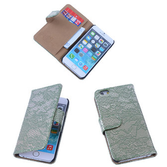 Lace Donker Groen iPhone 6 Plus Book/Wallet Case/Cover Hoesje