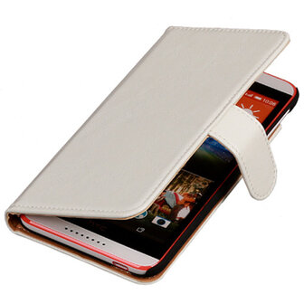 PU Leder Wit Hoesje voor HTC Desire 820 Book/Wallet Case/Cover