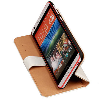 PU Leder Wit Hoesje voor HTC Desire 820 Book/Wallet Case/Cover