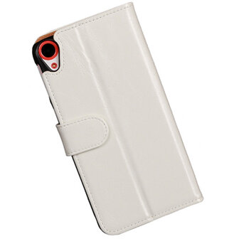 PU Leder Wit Hoesje voor HTC Desire 820 Book/Wallet Case/Cover