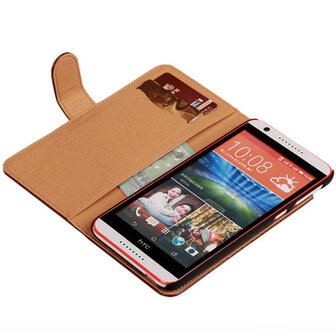 PU Leder Bruin Hoesje voor HTC Desire 820 Book/Wallet Case/Cover