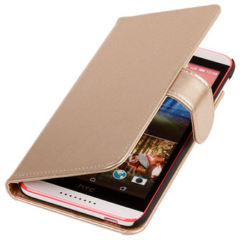 PU Leder Goud Hoesje voor HTC Desire 820 Book/Wallet Case/Cover