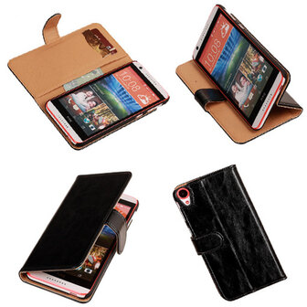 PU Leder Zwart HTC Desire 820 Book/Wallet Case/Cover