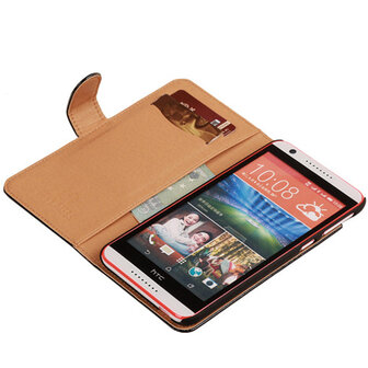 PU Leder Zwart Hoesje voor HTC Desire 820 Book/Wallet Case/Cover