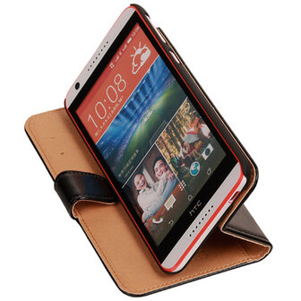 PU Leder Zwart Hoesje voor HTC Desire 820 Book/Wallet Case/Cover
