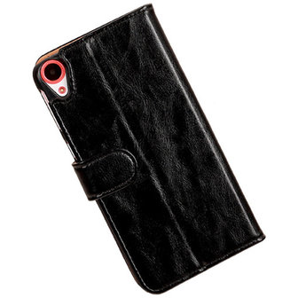 PU Leder Zwart Hoesje voor HTC Desire 820 Book/Wallet Case/Cover