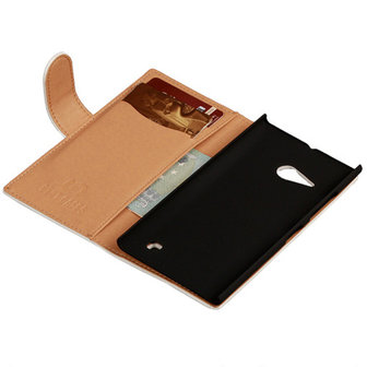 PU Leder Wit Hoesje voor Nokia Lumia 735 Book/Wallet Case/Cover