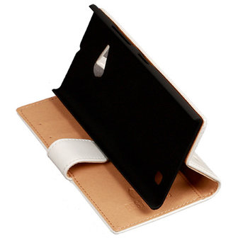 PU Leder Wit Hoesje voor Nokia Lumia 735 Book/Wallet Case/Cover