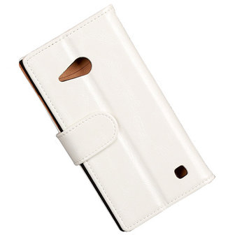 PU Leder Wit Hoesje voor Nokia Lumia 735 Book/Wallet Case/Cover