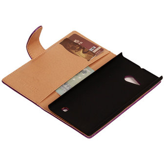 PU Leder Lila Hoesje voor Nokia Lumia 735 Book/Wallet Case/Cover