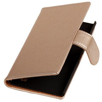 PU Leder Goud Hoesje voor Nokia Lumia 735 Book/Wallet Case/Cover