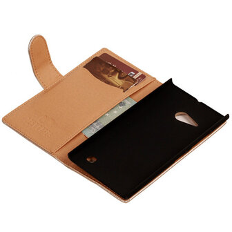 PU Leder Goud Hoesje voor Nokia Lumia 735 Book/Wallet Case/Cover