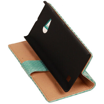 BC Slang Turquoise Hoesje voor Nokia Lumia 735 Bookcase Wallet Cover