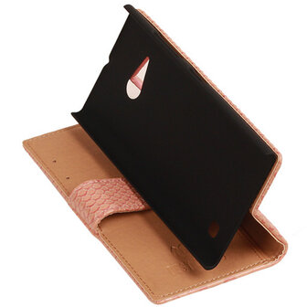 BC Slang Pink Hoesje voor Nokia Lumia 735 Bookcase Wallet Cover
