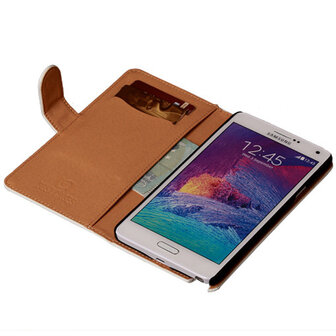 PU Leder Wit Hoesje voor Samsung Galaxy Note 4 Book/Wallet Case/Cover