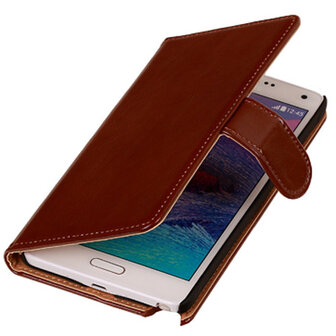 PU Leder Bruin Hoesje voor Samsung Galaxy Note 4 Book/Wallet Case/Cover