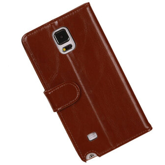 PU Leder Bruin Hoesje voor Samsung Galaxy Note 4 Book/Wallet Case/Cover