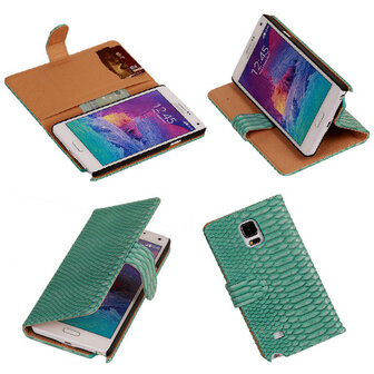 Slang Turquoise Samsung Galaxy Note 4 Bookcase Cover Hoesje 