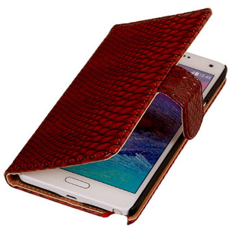 BC Slang Rood Hoesje voor Samsung Galaxy Note 4 Bookcase Cover