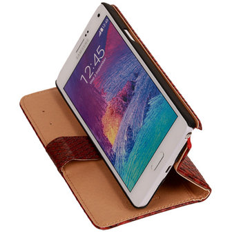 BC Slang Rood Hoesje voor Samsung Galaxy Note 4 Bookcase Cover