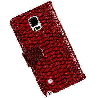 BC Slang Rood Hoesje voor Samsung Galaxy Note 4 Bookcase Cover