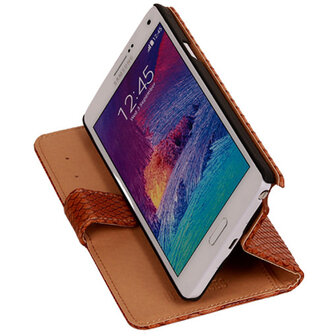 BC Slang Bruin Hoesje voor Samsung Galaxy Note 4 Bookcase Cover