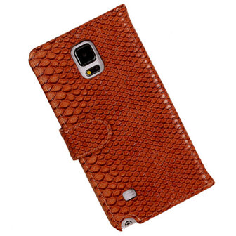 BC Slang Bruin Hoesje voor Samsung Galaxy Note 4 Bookcase Cover