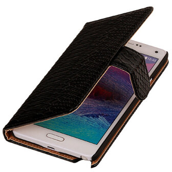 BC Slang Zwart Hoesje voor Samsung Galaxy Note 4 Bookcase Cover