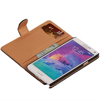 BC Slang Zwart Hoesje voor Samsung Galaxy Note 4 Bookcase Cover