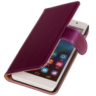 PU Leder Lila Huawei Ascend G7 Book/Wallet Case/Cover Hoesje