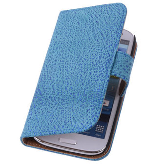 Antiek Blue Hoesje voor Samsung Galaxy S5 (Plus) Echt Leer Wallet Case