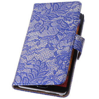 Lace Blauw Samsung Galaxy Note 4 Book/Wallet Case/Cover Hoesje