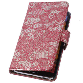 Lace Rood Samsung Galaxy Note 4 Book/Wallet Case/Cover Hoesje