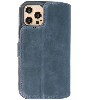 Afneembare 2-in-1 Handmade Leer Bookstyle Hoesje voor iPhone 12 - iPhone 12 Pro - Navy