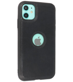 Lederen Backcover Hoesje voor iPhone 11 - Zwart