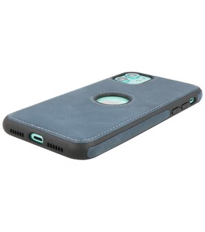 Lederen Backcover Hoesje voor iPhone 11 - Navy