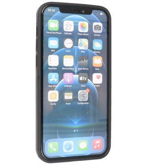 Lederen Backcover Hoesje voor iPhone 12 - iPhone 12 Pro - Zwart